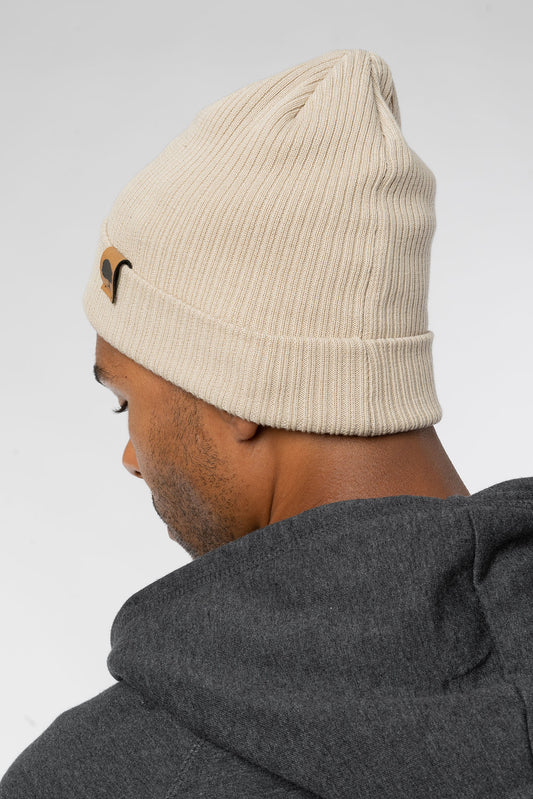 Beanie für Herren aus Bio Baumwolle in Natural, Vorderansicht