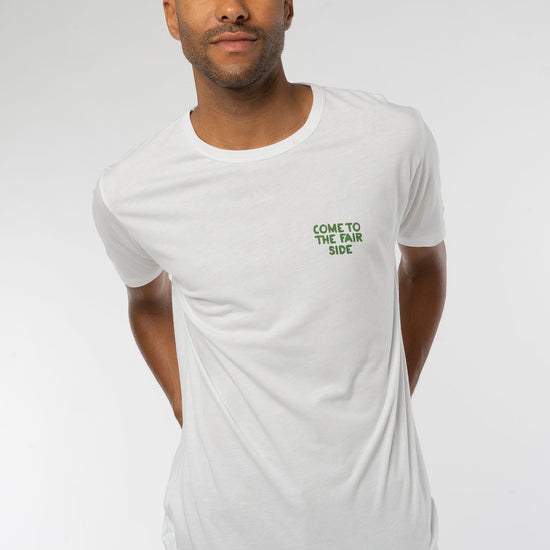 D-Maenner-T-Shirt-Come-to-the-fair-side-Design-White-Vorne2
