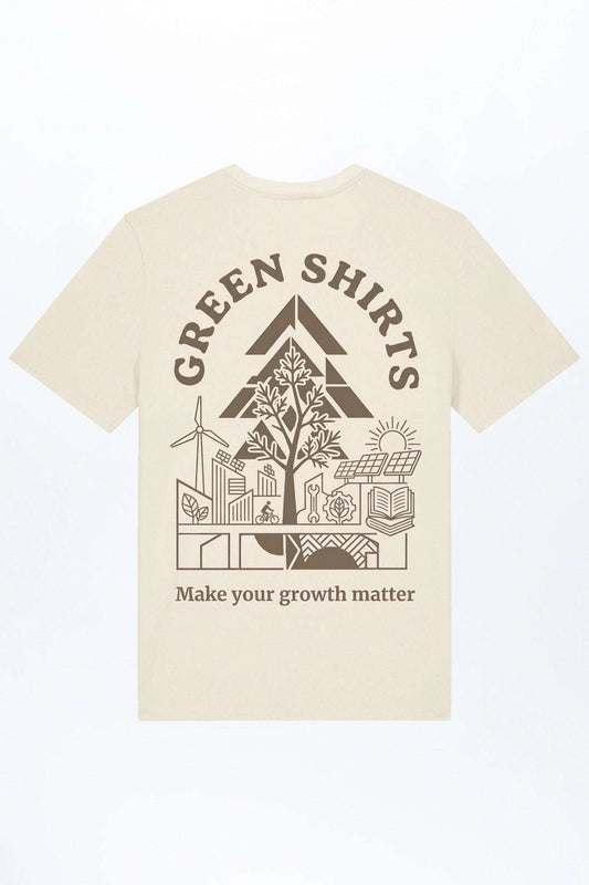 Herren-T-Shirt naturfarben mit Baum-Print „Green Shirts“
