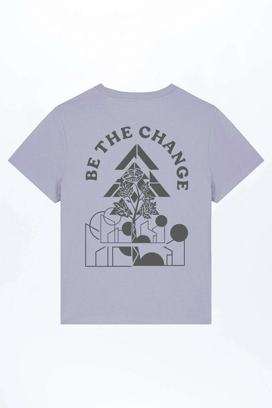 Damen-T-Shirt in Lavendel mit großem Grafikdruck auf der Vorderseite