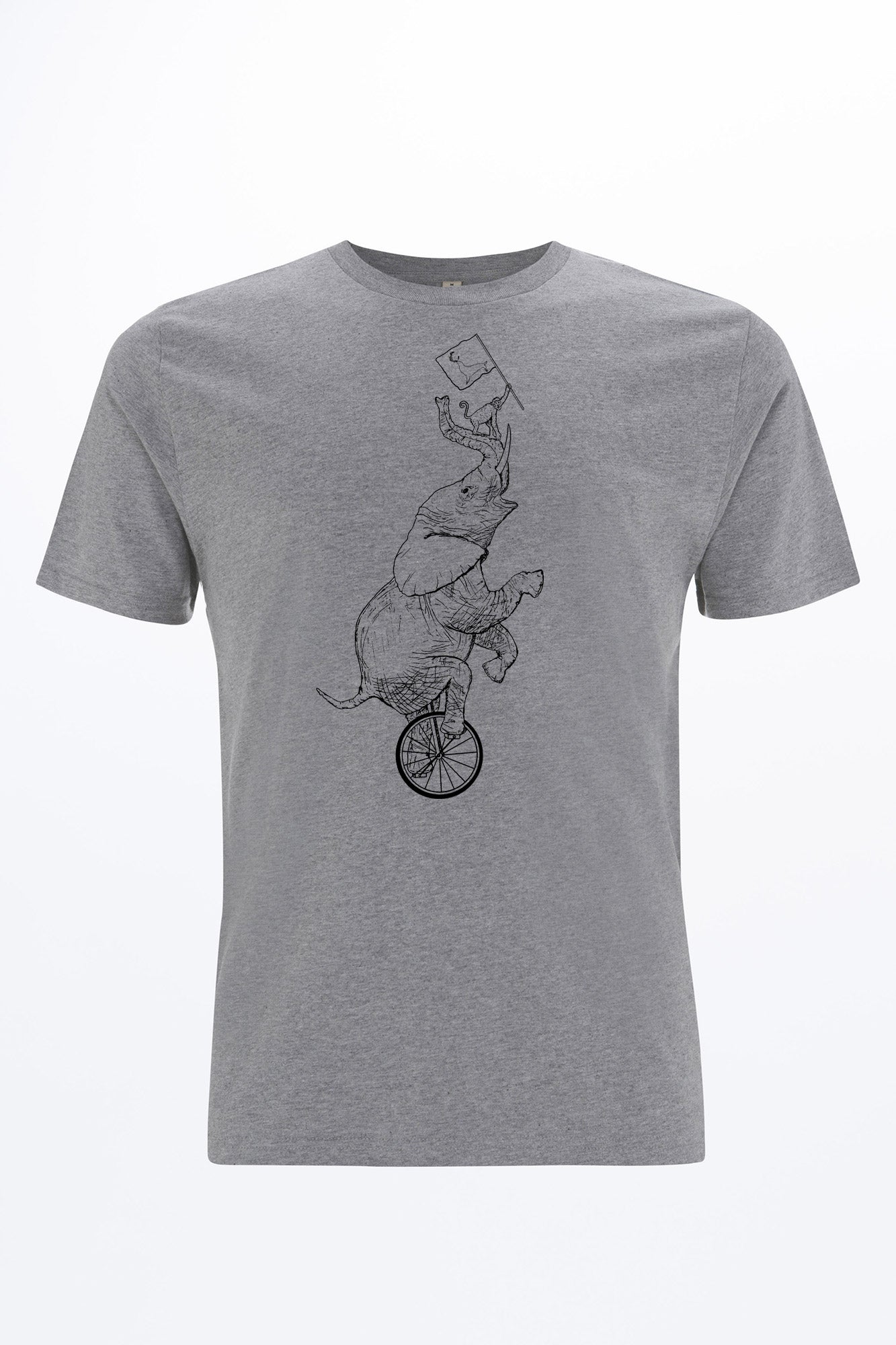M-EP01-Maenner-Bio-T-Shirt-Melange-Grey-Durchschuss-Elephant-Circus