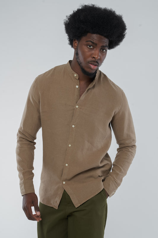 M-GB1293-WES-Hemd-aus-Bio-Baumwolle-Mode-Online-Shop-Herren-KETAKOPA-Muddy-Brown-Vorne