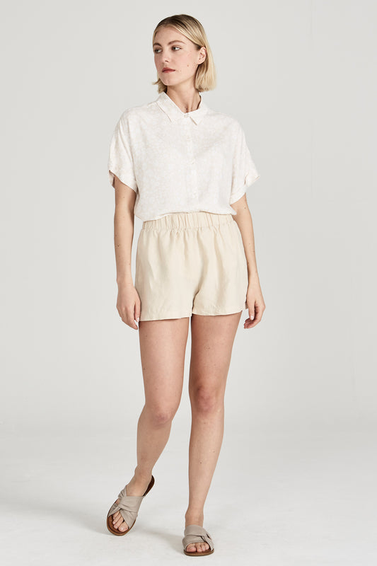 CLEO Hose für Herren aus Leinen in Beige, Vorderansicht
