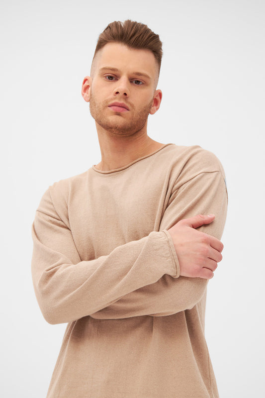 DENIS Pullover für Herren aus Leinen in Light Brown, Vorderansicht