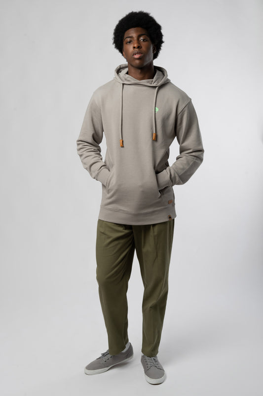 Hoodie aus Bio Baumwolle in Stone Grey, Vorderansicht