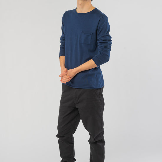 M-M121-K07-Light-Knit-Crew-Neck-aus-Bio-Baumwolle-Natuerliche-Mode-Herren-MARSILIO-Dark-summer-blue-Vorne2