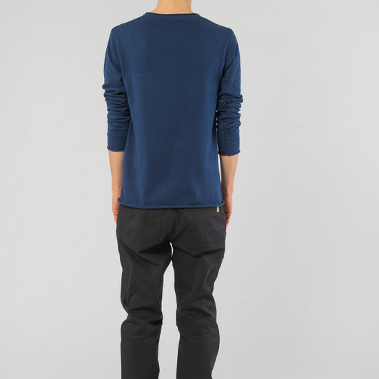 M-M121-K07-Light-Knit-Crew-Neck-aus-Bio-Baumwolle-Natuerliche-Mode-Herren-MARSILIO-Dark-summer-blue-Vorne3