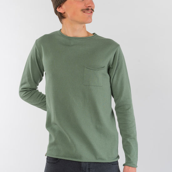 M-M121-K07-Light-Knit-Crew-Neck-aus-Bio-Baumwolle-Natuerliche-Mode-Herren-MARSILIO-Light-Khaki-Vorne2