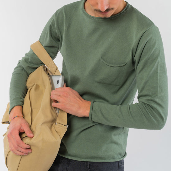 M-M121-K07-Light-Knit-Crew-Neck-aus-Bio-Baumwolle-Natuerliche-Mode-Herren-MARSILIO-Light-Khaki-Vorne6