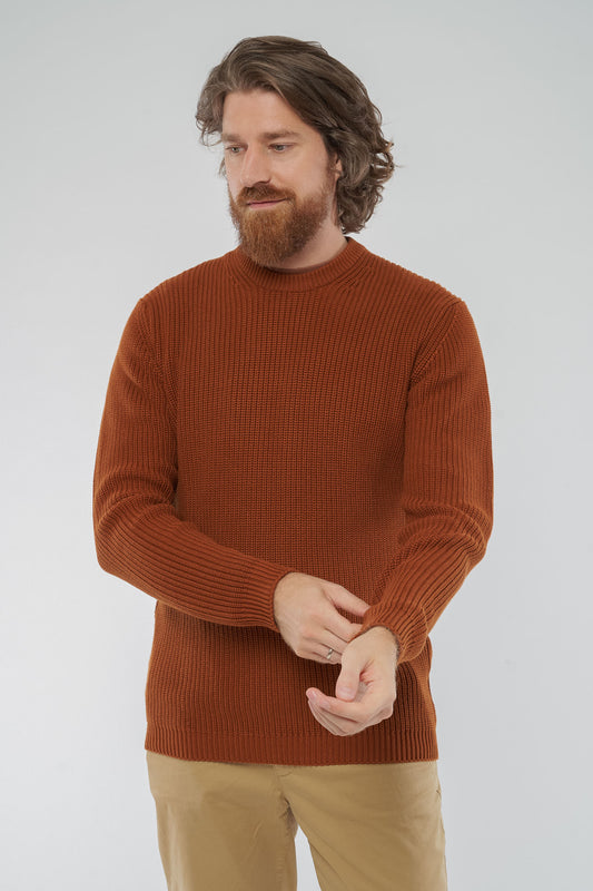 M-Ravi-Strickpullover-Bio-Baumwolle-Rust-Vorne1