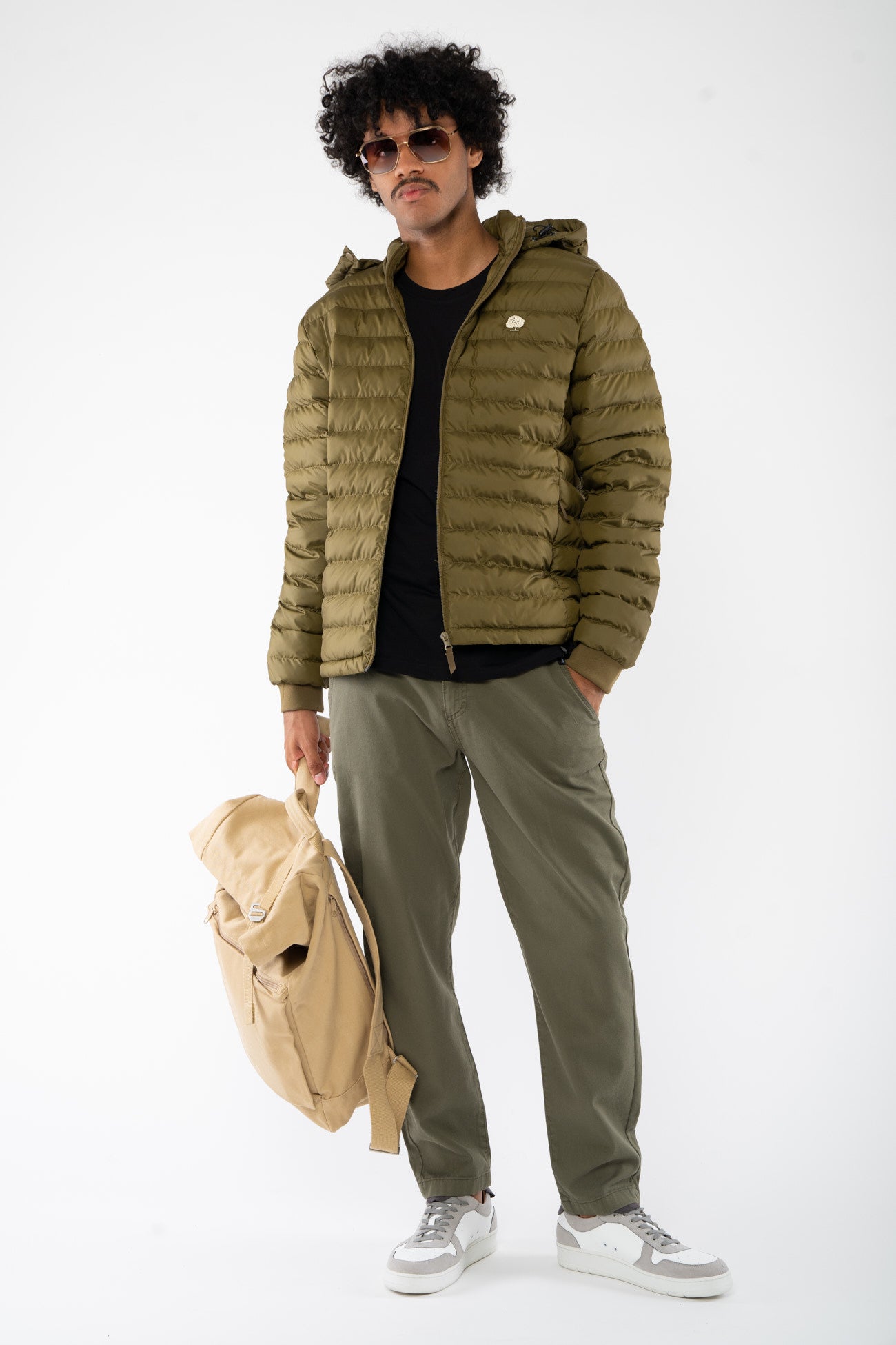 M-STJM837-Lange-Daunenjacke-aus-Recyceltem-Polyester-Bio-Mode-PONYES-British-Khaki-Style