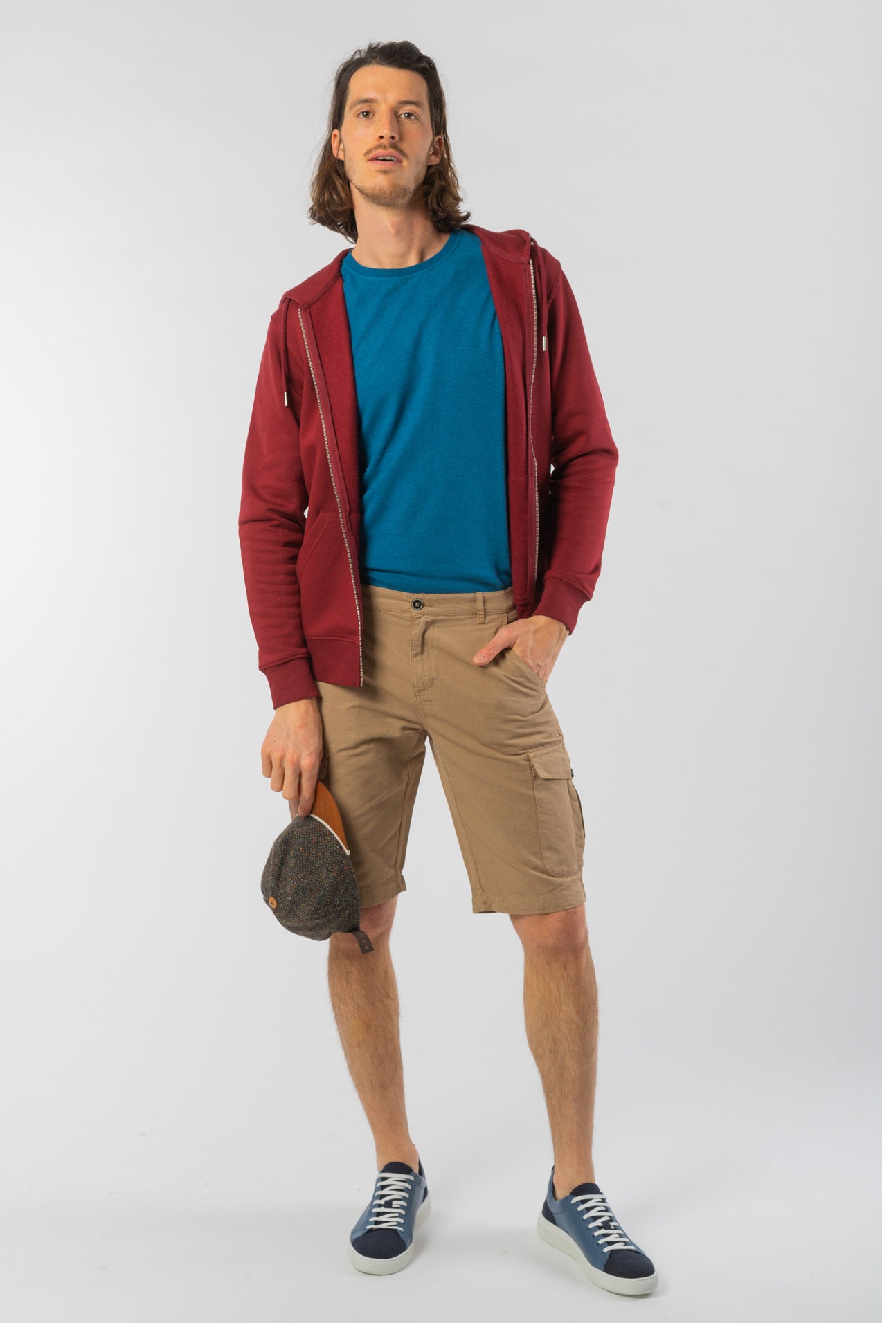 M-STSM566-Standard-Zipper-aus-Bio-Baumwolle-Fair-Gehandelte-T-Shirts-Herren-VINCENTIO-Burgundy-Vorne3