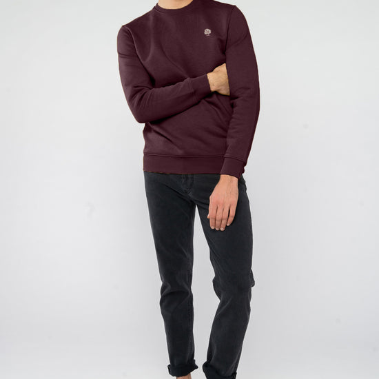 M-STSU178-Standard-Sweatshirt-aus-Bio-Baumwolle-Zertifizierte-Mode-CUCUNA-Red-Brown-Vorne4