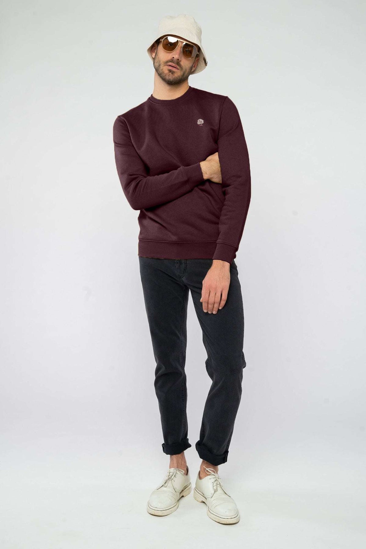M-STSU178-Standard-Sweatshirt-aus-Bio-Baumwolle-Zertifizierte-Mode-CUCUNA-Red-Brown-Vorne4