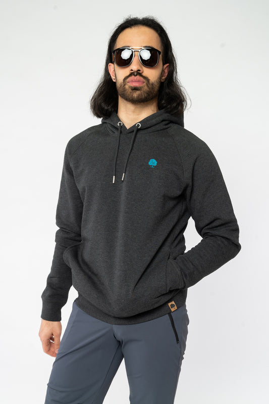 Hoodie für Herren in Dark Heather Grey, Vorderansicht