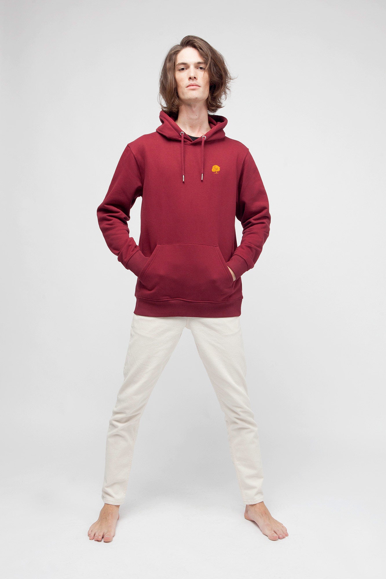 M-STSU824-Maenner-Sweatshirt-mit-Kapuze-Bio-Fair-Trade-Burgundy-Vorne-2