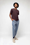 M-STTU169-Basic-T-Shirt-aus-Bio-Baumwolle-Mode-Online-Shop-LAREX-Red-Brown-Vorne4