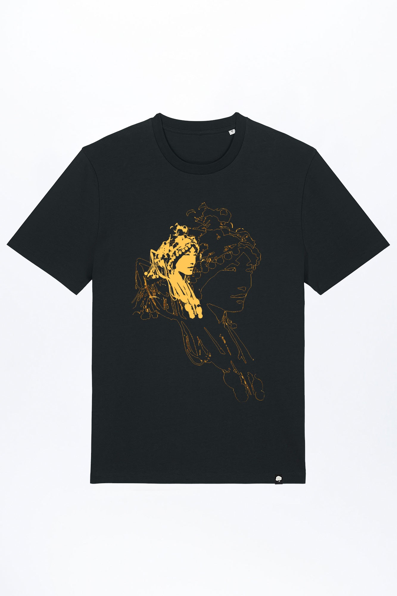 M-STTU169-Basic-T-Shirt-aus-Bio-Baumwolle-mit-Druck-Asian-Woman-Black
