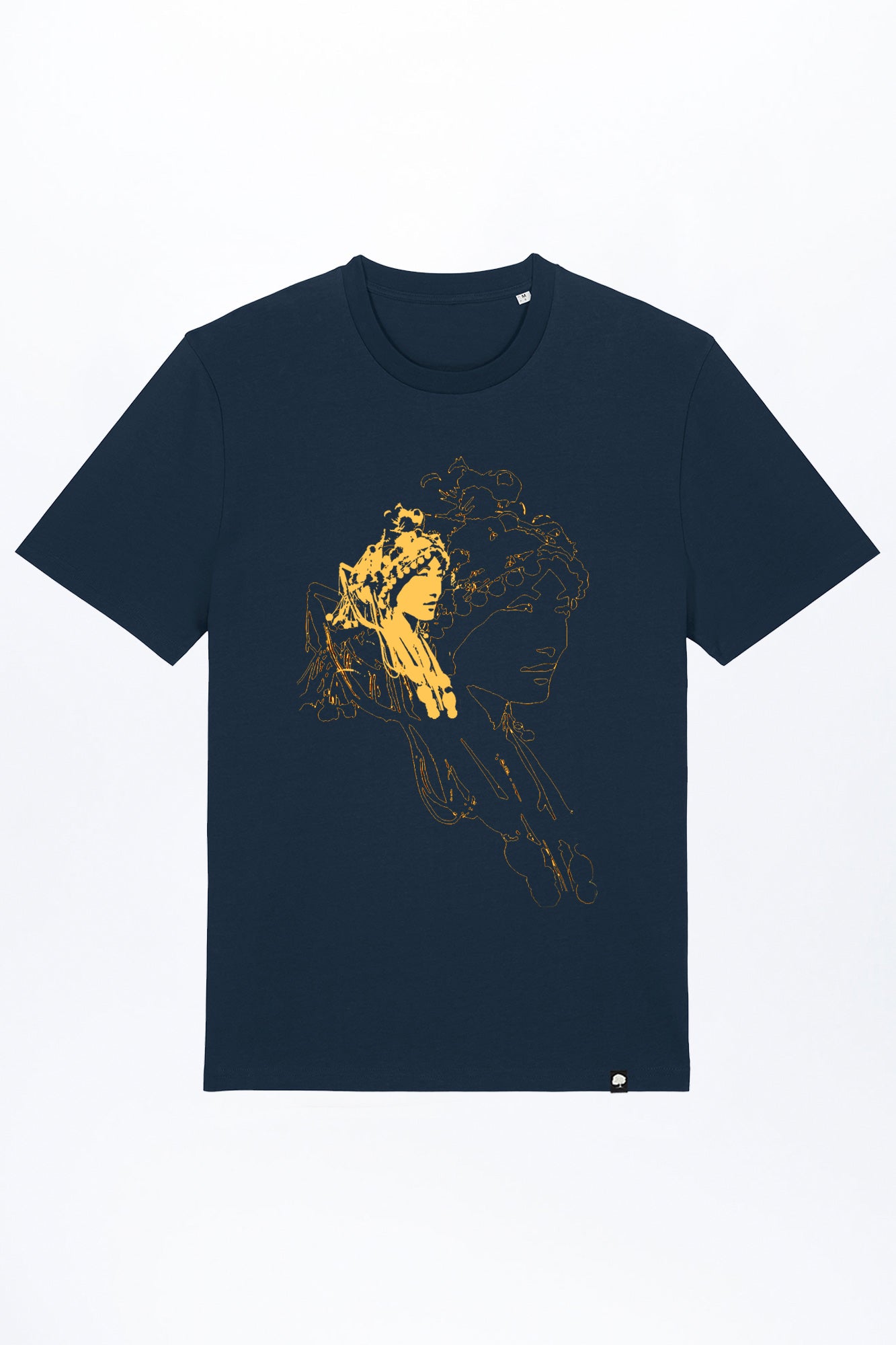 M-STTU169-Basic-T-Shirt-aus-Bio-Baumwolle-mit-Druck-Asian-Woman-French-Navy