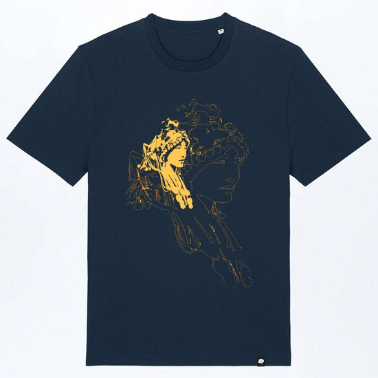 M-STTU169-Basic-T-Shirt-aus-Bio-Baumwolle-mit-Druck-Asian-Woman-French-Navy