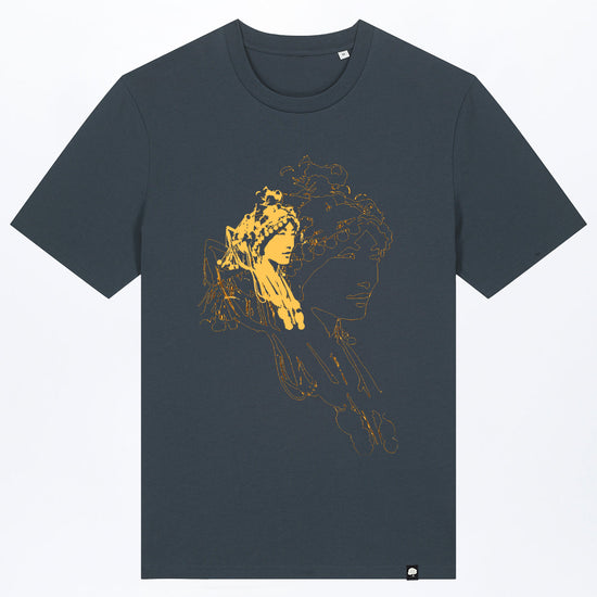 M-STTU169-Basic-T-Shirt-aus-Bio-Baumwolle-mit-Druck-Asian-Woman-India-Ink-Grey