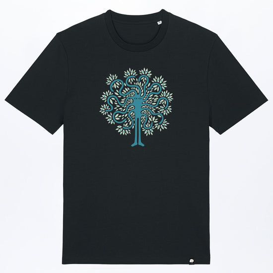 M-STTU169-Basic-T-Shirt-aus-Bio-Baumwolle-mit-Druck-Baum-Mensch-Black