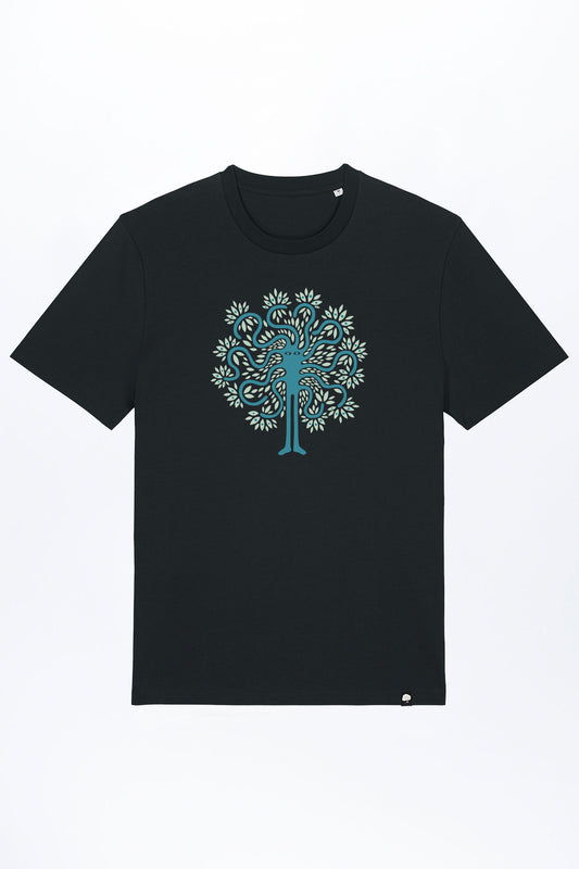 M-STTU169-Basic-T-Shirt-aus-Bio-Baumwolle-mit-Druck-Baum-Mensch-Black