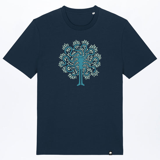 M-STTU169-Basic-T-Shirt-aus-Bio-Baumwolle-mit-Druck-Baum-Mensch-French-Navy