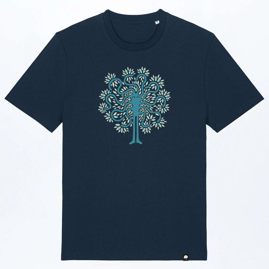 M-STTU169-Basic-T-Shirt-aus-Bio-Baumwolle-mit-Druck-Baum-Mensch-French-Navy