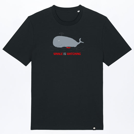 M-STTU169-Basic-T-Shirt-aus-Bio-Baumwolle-mit-Druck-Whale-Watching-Black