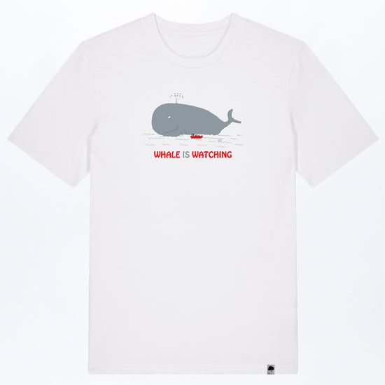 M-STTU169-Basic-T-Shirt-aus-Bio-Baumwolle-mit-Druck-Whale-Watching-White