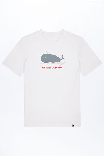 M-STTU169-Basic-T-Shirt-aus-Bio-Baumwolle-mit-Druck-Whale-Watching-White