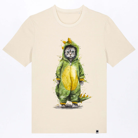 M-STTU169-Cat-Fight-Basic-T-Shirt-aus-Bio-Baumwolle-Gruene-Mode-LAREX-Natural-Raw-Vorne