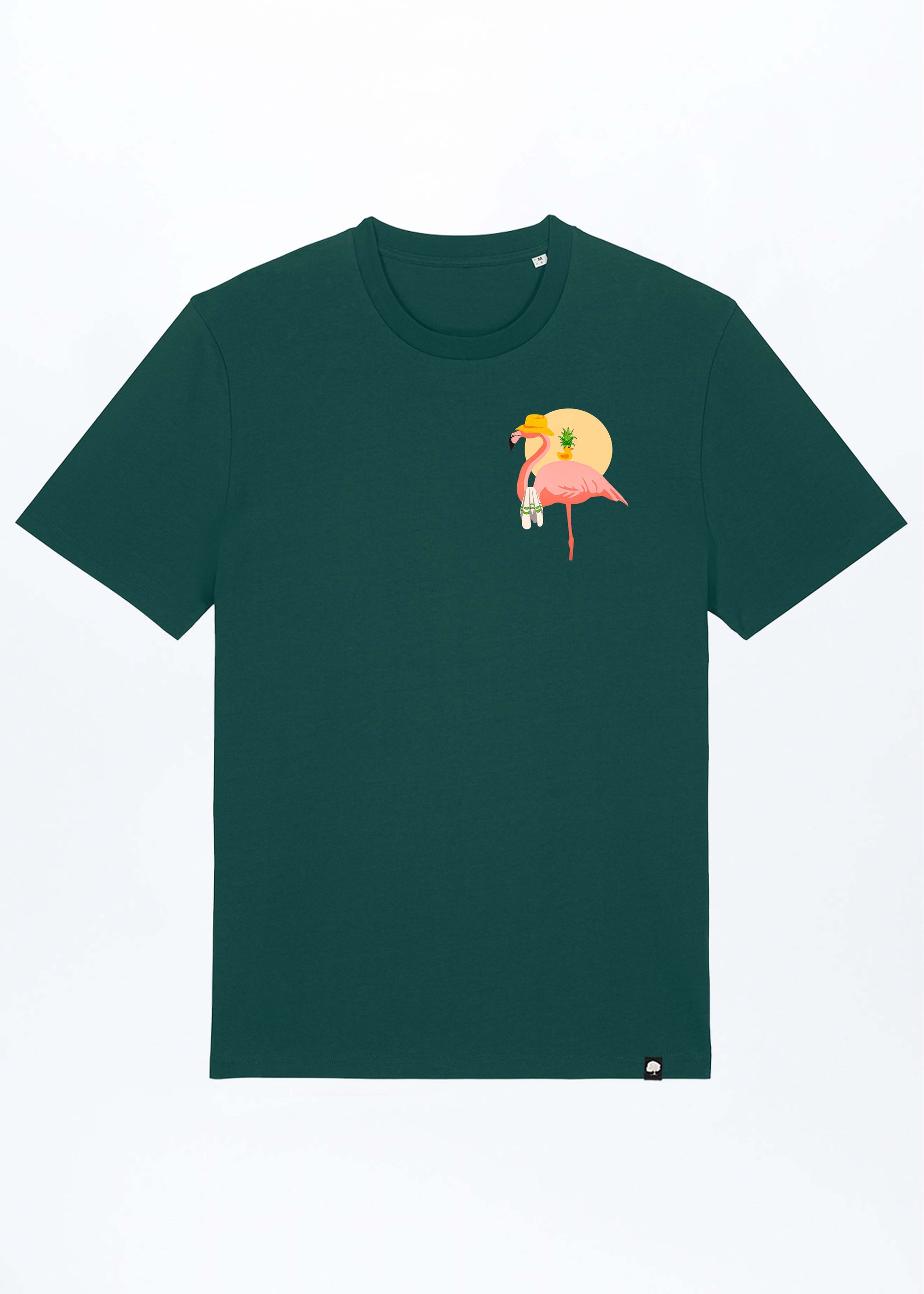 M-STTU169-Flamingo-Summer-Basic-T-Shirt-aus-Bio-Baumwolle-Natur-Mode-LAREX-Glazed-Green-Vorne