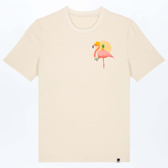 M-STTU169-Flamingo-Summer-Basic-T-Shirt-aus-Bio-Baumwolle-Natur-Mode-LAREX-Natural-Raw-Vorne