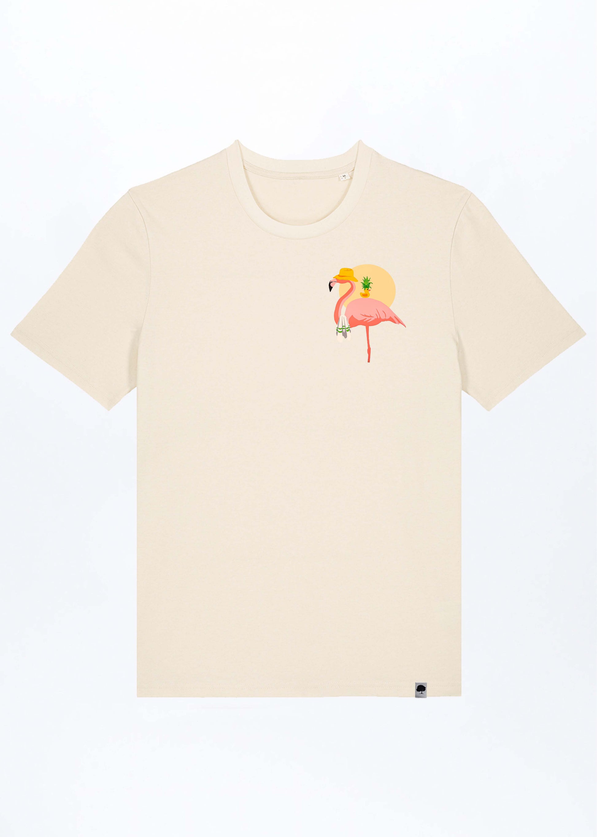 M-STTU169-Flamingo-Summer-Basic-T-Shirt-aus-Bio-Baumwolle-Natur-Mode-LAREX-Natural-Raw-Vorne