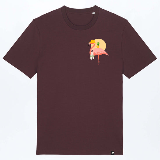 M-STTU169-Flamingo-Summer-Basic-T-Shirt-aus-Bio-Baumwolle-Natur-Mode-LAREX-Red-Brown-Vorne