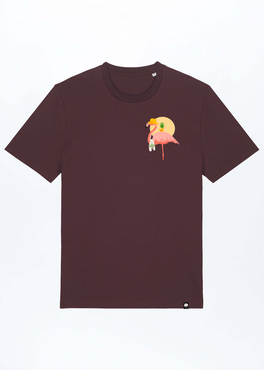 M-STTU169-Flamingo-Summer-Basic-T-Shirt-aus-Bio-Baumwolle-Natur-Mode-LAREX-Red-Brown-Vorne