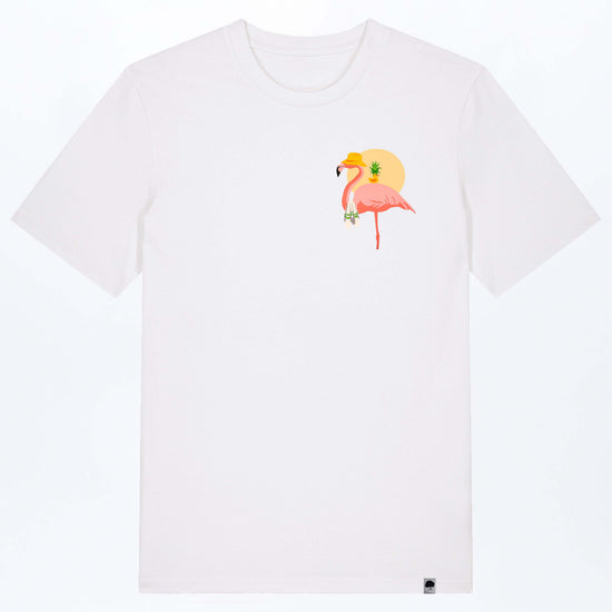 M-STTU169-Flamingo-Summer-Basic-T-Shirt-aus-Bio-Baumwolle-Natur-Mode-LAREX-White-Vorne