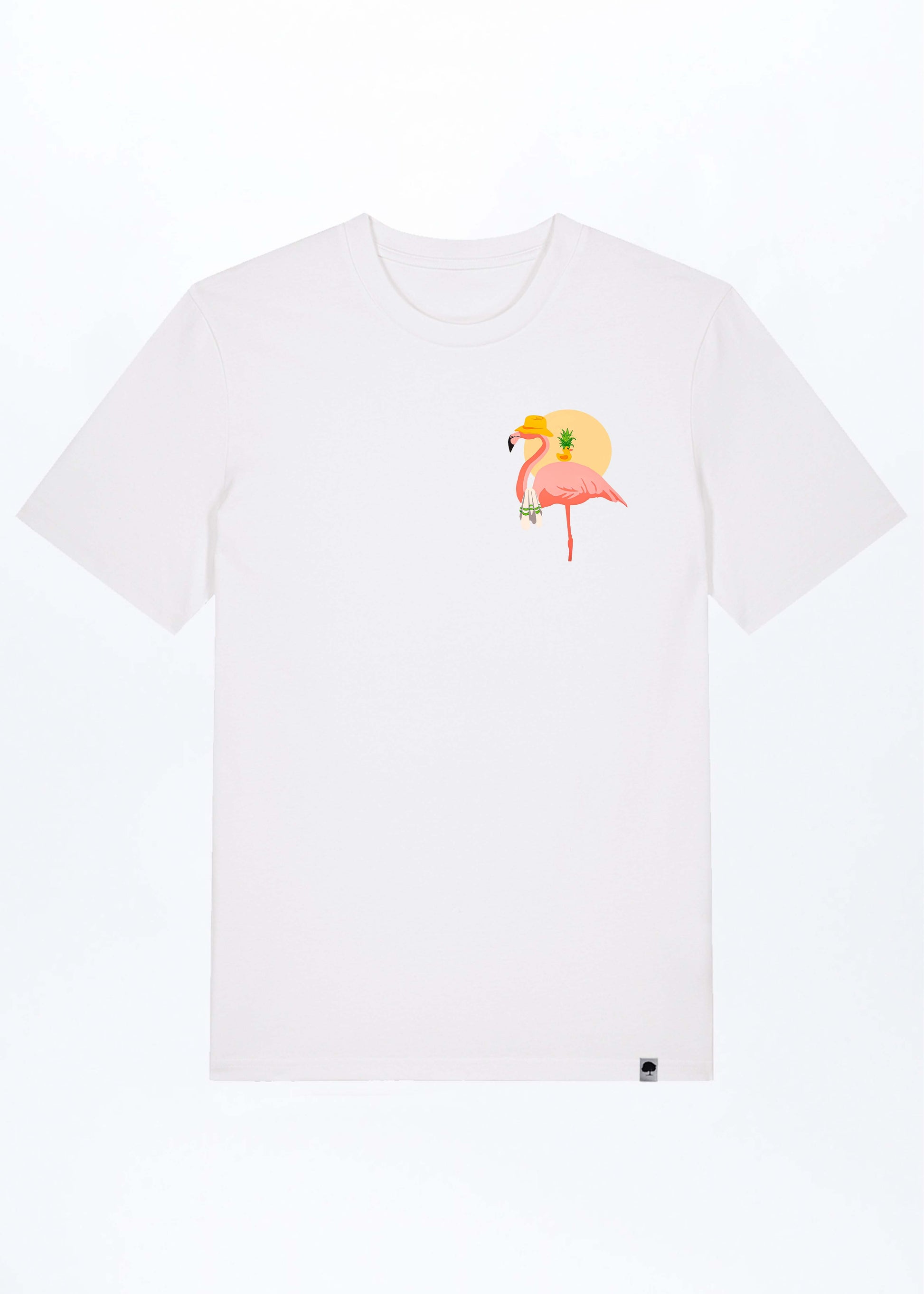 M-STTU169-Flamingo-Summer-Basic-T-Shirt-aus-Bio-Baumwolle-Natur-Mode-LAREX-White-Vorne