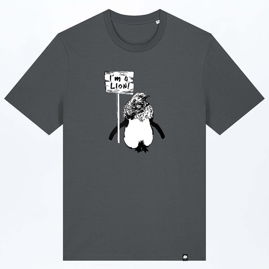 M-STTU169-I-Am-A-Lion-Basic-T-Shirt-aus-Bio-Baumwolle-Natuerliche-Mode-LAREX-Anthracite-Vorne1