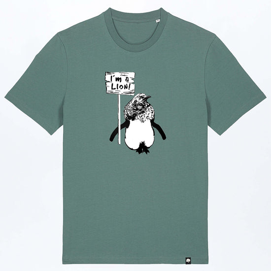 M-STTU169-I-Am-A-Lion-Basic-T-Shirt-aus-Bio-Baumwolle-Natuerliche-Mode-LAREX-Green-Bay-Vorne1