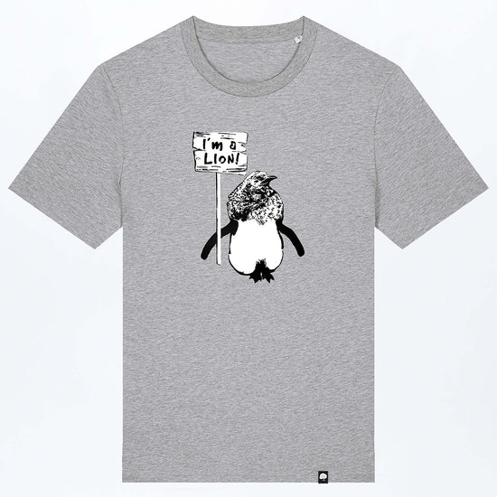 M-STTU169-I-Am-A-Lion-Basic-T-Shirt-aus-Bio-Baumwolle-Natuerliche-Mode-LAREX-Heather-Grey-Vorne1