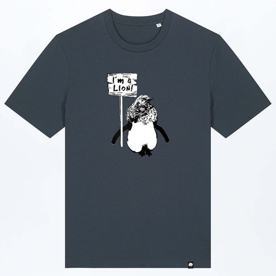 M-STTU169-I-Am-A-Lion-Basic-T-Shirt-aus-Bio-Baumwolle-Natuerliche-Mode-LAREX-India-Ink-Grey-Vorne1