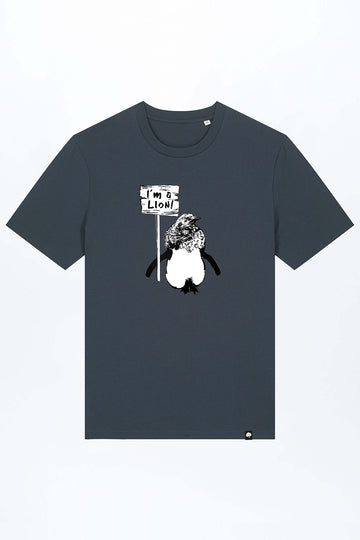 M-STTU169-I-Am-A-Lion-Basic-T-Shirt-aus-Bio-Baumwolle-Natuerliche-Mode-LAREX-India-Ink-Grey-Vorne1