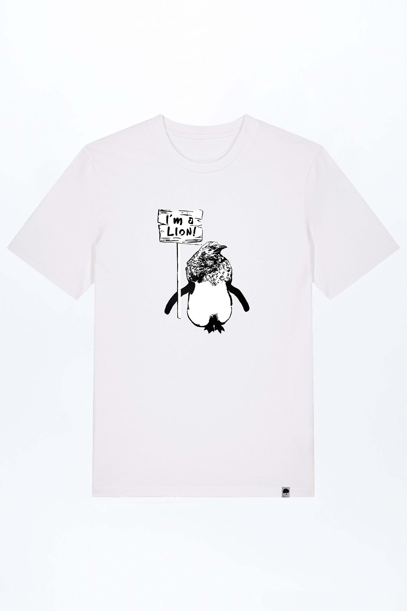 M-STTU169-I-Am-A-Lion-Basic-T-Shirt-aus-Bio-Baumwolle-Natuerliche-Mode-LAREX-White-Vorne1