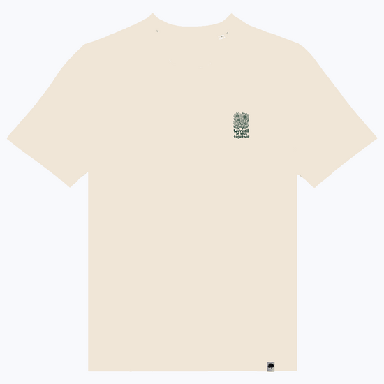 Herren-T-Shirt in Naturfarbe mit kleinem Blumen-Logo vorn