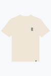 Herren-T-Shirt in Naturfarbe mit kleinem Blumen-Logo vorn