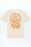 Beiges Herren-T-Shirt mit großem Baum- und Textprint hinten