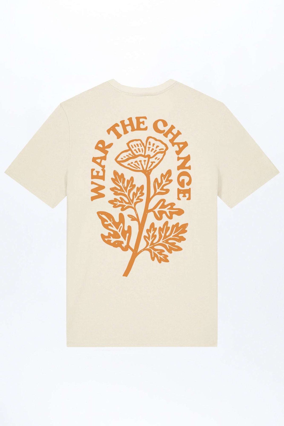 Beiges Herren-T-Shirt mit großem Baum- und Textprint hinten